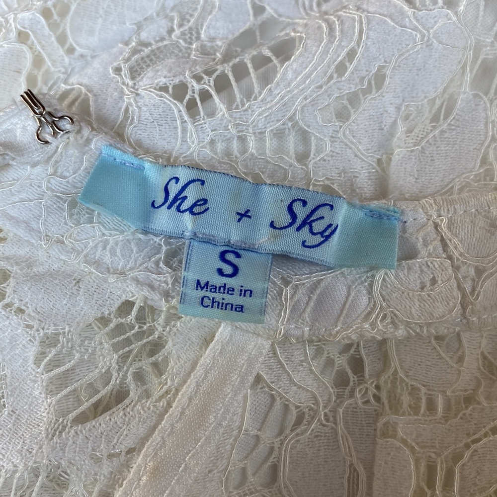 She + Sky White Lace Dress. Size Small - Picture 3 of 7